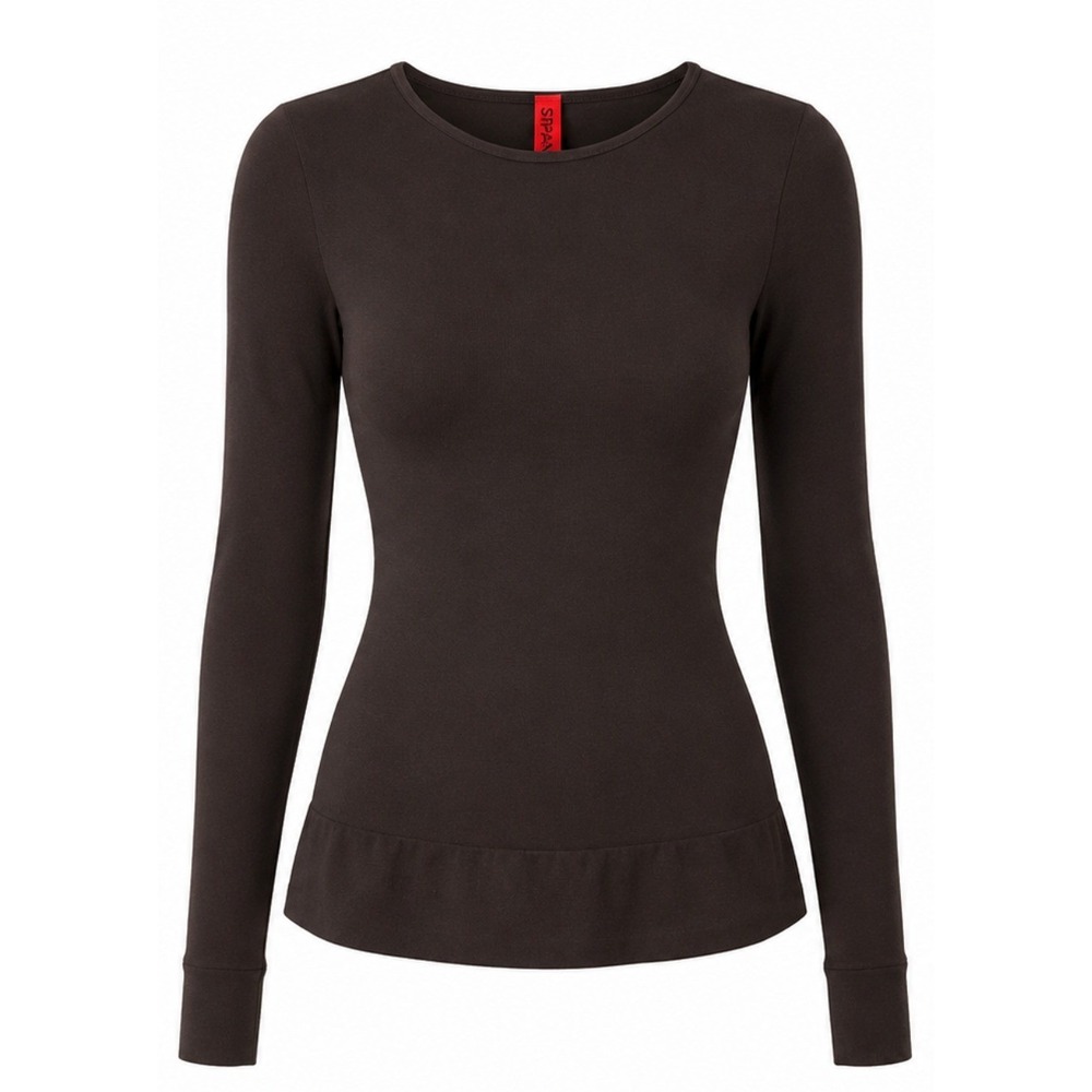 Spanx Long Sleeve Crew Top Womens 1X Bittersweet Brown Compression 977 NWT - Picture 1 of 10